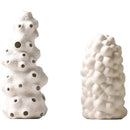 Textured white ceramic vase set with artificial flowers living room