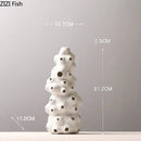 Textured white ceramic vase set with artificial flowers living room