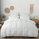 Textured white furball double bed duvet set bedroom bedding