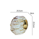 Textured white & golden ceramic vase for living room decor