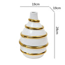 Textured white & golden ceramic vase for living room decor