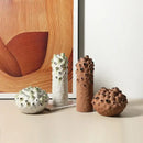 Textured white & green coral ball ceramic vase living room decor