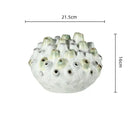 Textured white & green coral ball ceramic vase living room decor