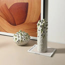 Textured white & green coral ball ceramic vase living room decor