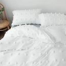 Textured white pom pom quilt cover set bedroom bedding