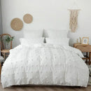 Textured white pom pom quilt cover set bedroom bedding