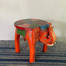 Thai style turquoise & red handmade elephant stool living room decor