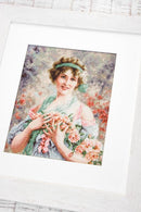 The Girl with Roses B553L Counted Cross-Stitch Kit