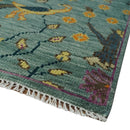 The Jungle Life Peacock Bird Rug Hand Knotted 8x10 Green Wool Rug