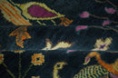 The Jungle Life Peacock on tree Rug Hand Knotted 8x10 Green Wool Rug