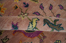 The Jungle Life Peacock on tree Rug Hand Knotted Multi Size Peach Wool Rug
