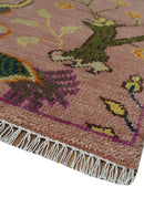 The Jungle Life Peacock on tree Rug Hand Knotted Multi Size Peach Wool Rug