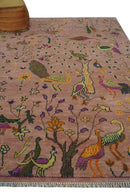 The Jungle Life Peacock on tree Rug Hand Knotted Multi Size Peach Wool Rug
