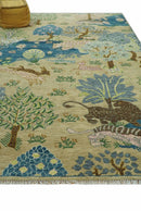 The Jungle Pond Custom Made Blue And Beige Hand Knotted Wool Area Rug