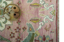 The Peacock Garden Pink and Green Peacock Bird Hand Knotted Multi size Wool Area Rug
