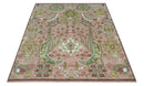 The Peacock Garden Pink and Green Peacock Bird Hand Knotted Multi size Wool Area Rug