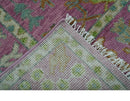 The Plants and Roots Pink and Green Hand Knotted Traditional Custom Made Wool Rug