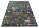 The Sea Life vibrant Colorful Fish Gray Rug Hand Knotted Multi Size Wool Area Rug