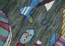 The Sea Life vibrant Colorful Fish Gray Rug Hand Knotted Multi Size Wool Area Rug