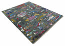 The Sea Life vibrant Colorful Fish Gray Rug Hand Knotted Multi Size Wool Area Rug