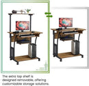 Three Tier Rolling Computer Desk with Keyboard Tray