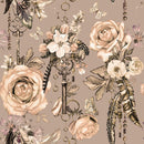 Fashionable Dark Beige Floral Wallpaper Vogue