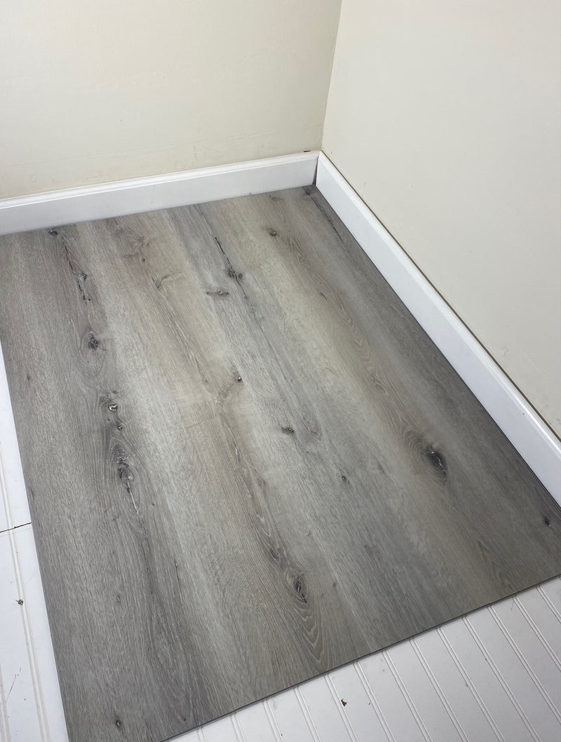 SPC Vinyl Rigid Core 9" Width 48" RL, 6.5mm with attached cushion, Highland Grey Floors - Livfloors Collection plank view top