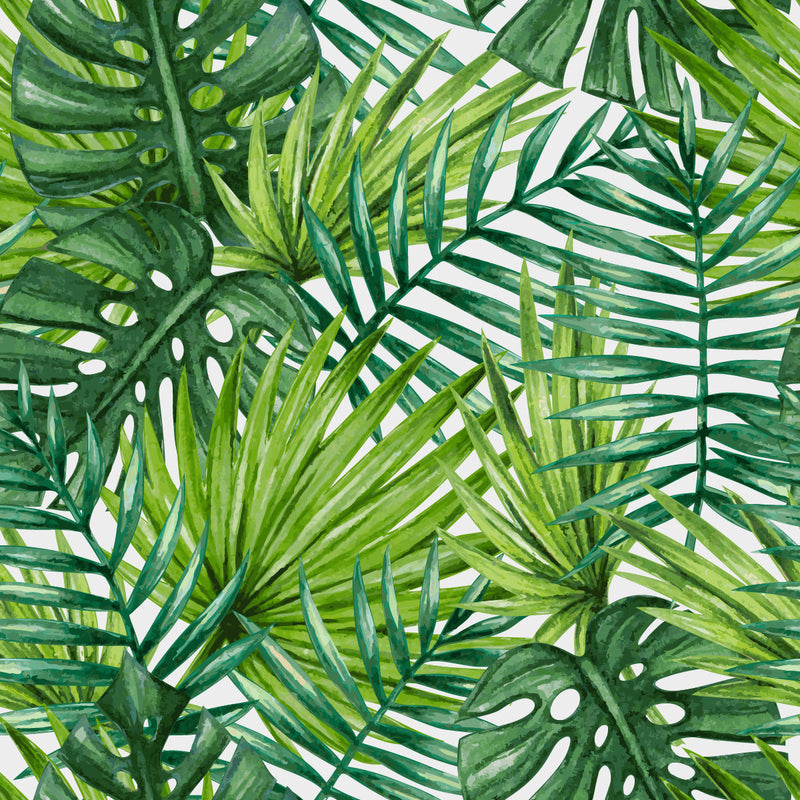 Modish Tropical Green Leaves Wallpaper