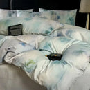 Tie dye blue & white cotton bedding set bedroom duvet cover