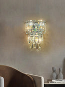 Tiered cascading crystal wall light living room luxury sconce