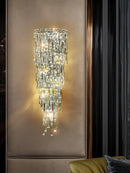 Tiered cascading crystal wall light living room luxury sconce