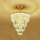 Tiered gold and optical crystal foyer chandelier