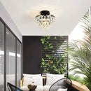Tiered gold crystal led chandelier dining room ceiling lamp