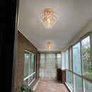 Tiered gold crystal led chandelier dining room ceiling lamp