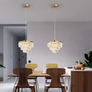 Tiered gold crystal led pendant light for dining room