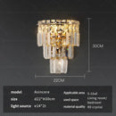 Tiered gold crystal wall lamp living room faceted sconce