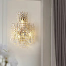 Tiered gold crystal wall lamp living room faceted sconce