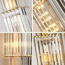 Tiered gold crystal wall lamp living room sconce