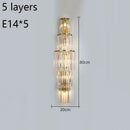 Tiered gold crystal wall lamp living room sconce