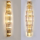 Tiered gold crystal wall lamp living room sconce