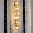Tiered gold crystal wall lamp living room sconce