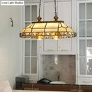 Tiffany amber & cream faceted colonial gold island light dining room