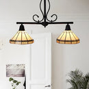 Tiffany black & amber kitchen island light with glass cone shade