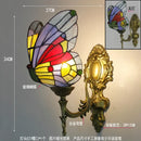 Tiffany butterfly glass sconces brass led wall lamps bedroom
