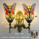 Tiffany butterfly glass sconces brass led wall lamps bedroom
