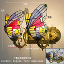 Tiffany butterfly glass sconces brass led wall lamps bedroom