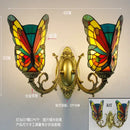 Tiffany butterfly glass sconces brass led wall lamps bedroom