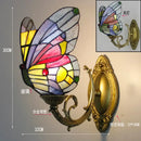 Tiffany butterfly glass sconces brass led wall lamps bedroom