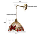 Tiffany butterfly glass wall lamp bedroom brass red led light
