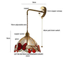 Tiffany butterfly glass wall lamp bedroom brass red led light